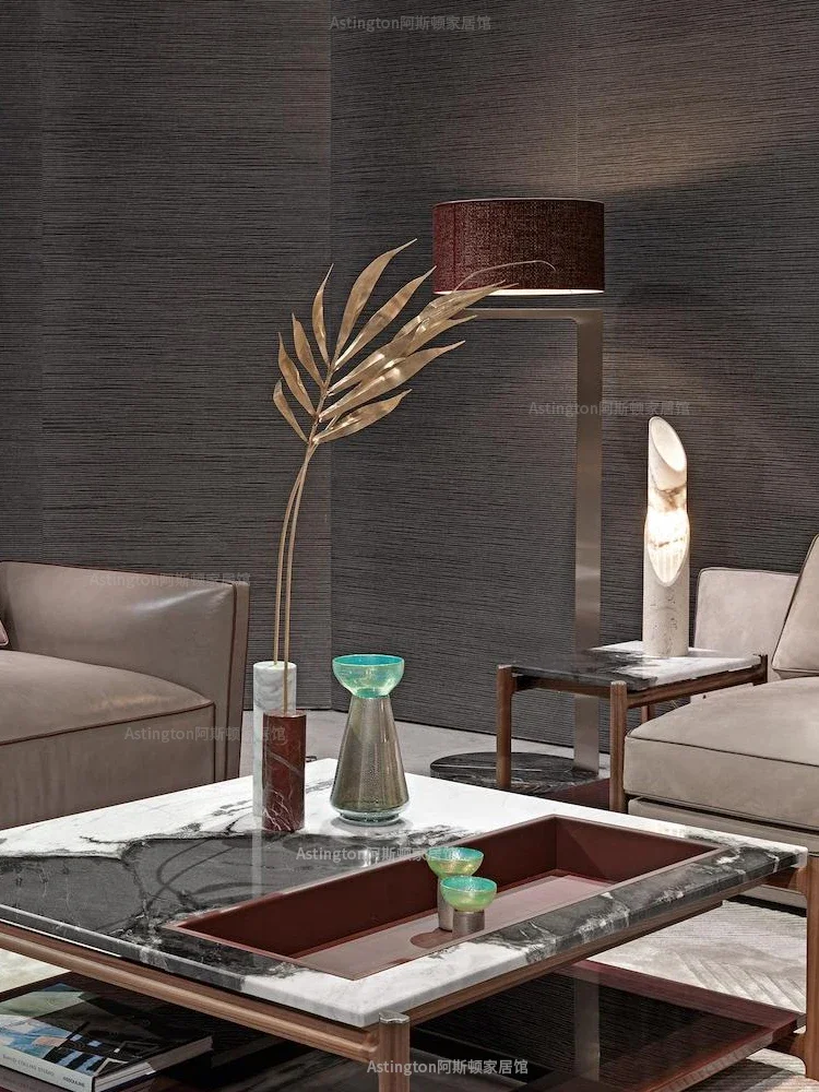 Italian light luxury bedroom stainless steel floor lamp next to living room