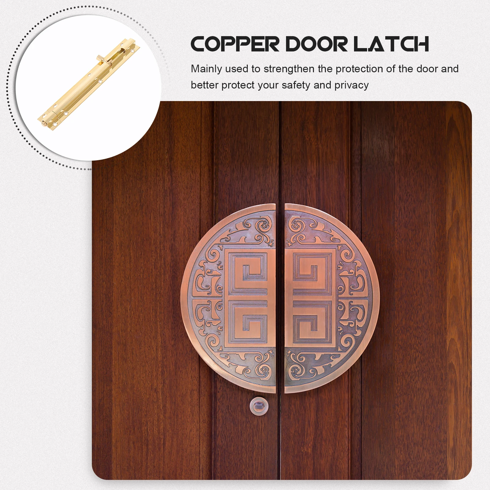 

Heavy Duty Copper Slide Latch Keyless Entry Security Lock For Wooden Door Thickened Sliding Barrel Bolt Durable Hardness Long