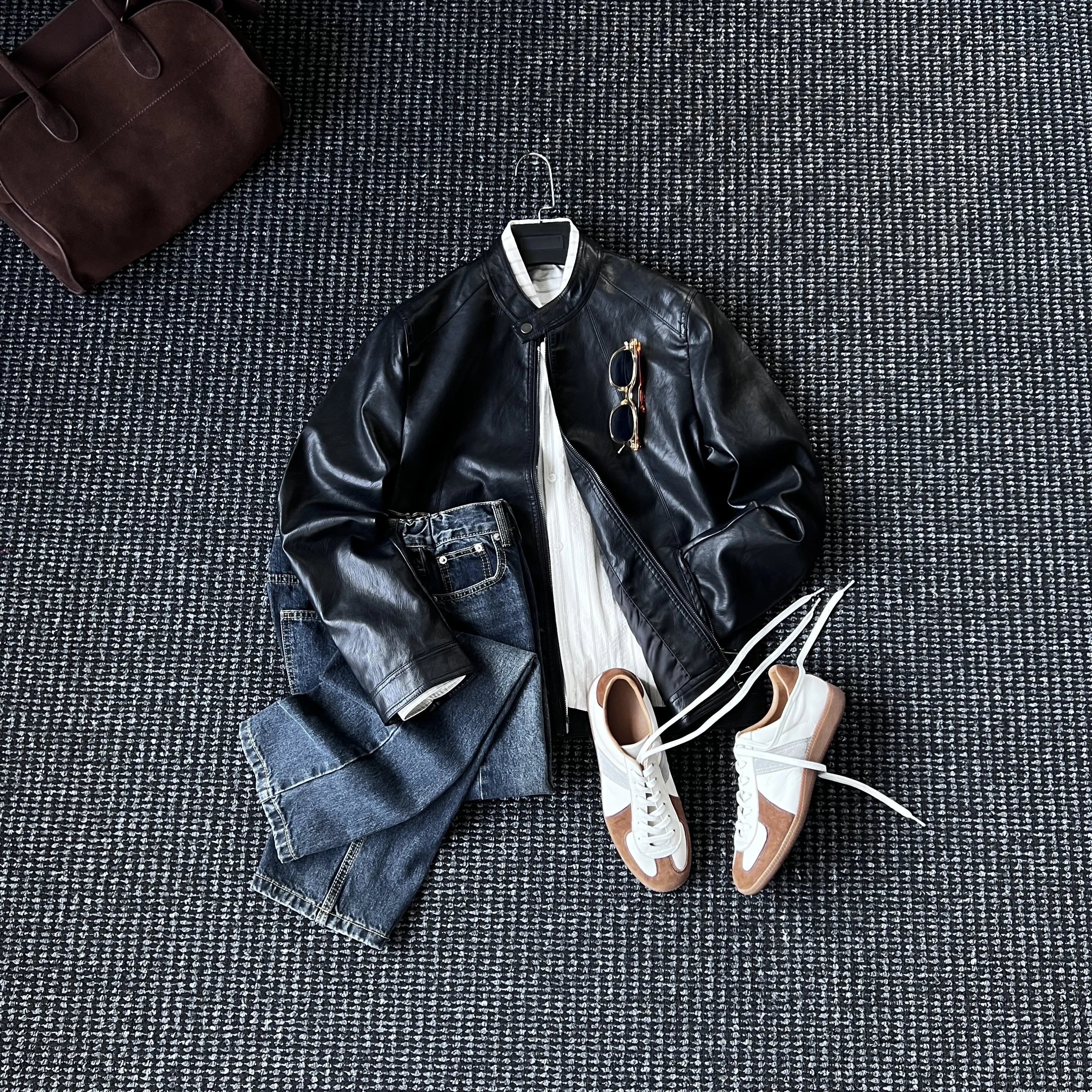 

Зимняя элегантная кожаная куртка-косуха с воротником-стойкой и рукавами-крылышками, мужская приталенная стильная куртка из высококачественной кожи