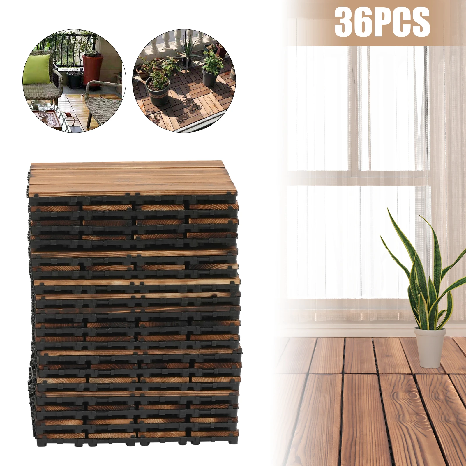 

36 шт. 30,3*30,3*2,3 см/12*12*1 дюйм, сращенный деревянный пол, консервированный противоскользящий дренаж «сделай сам», для патио, террасы, бассейна, сада