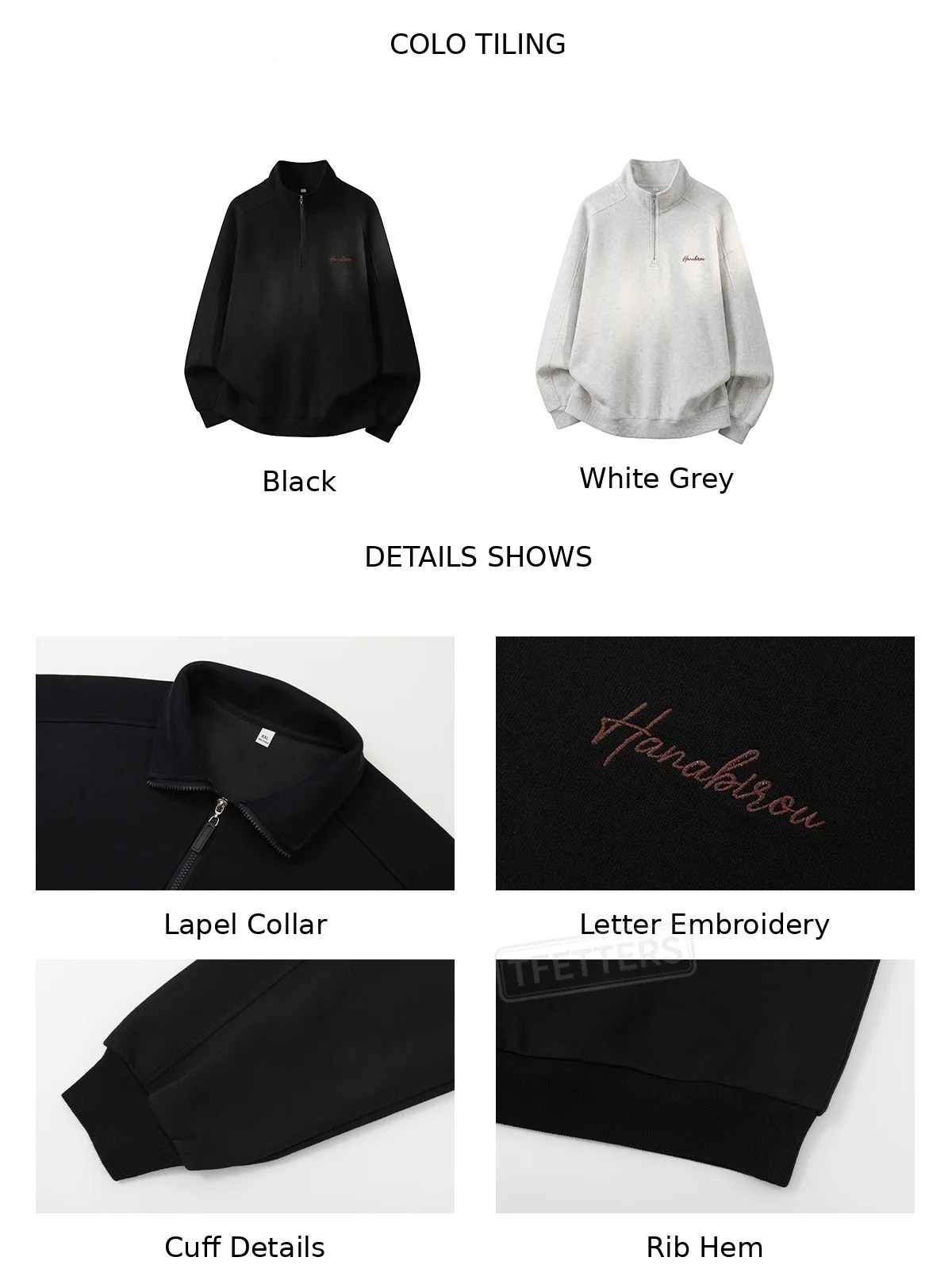 TFETTERS EU Size 2026 Autumn Casual Half Zip Pullover Men Stand Collar Minimal Letter Embroidered Long Sleeve Sweatshirt Man