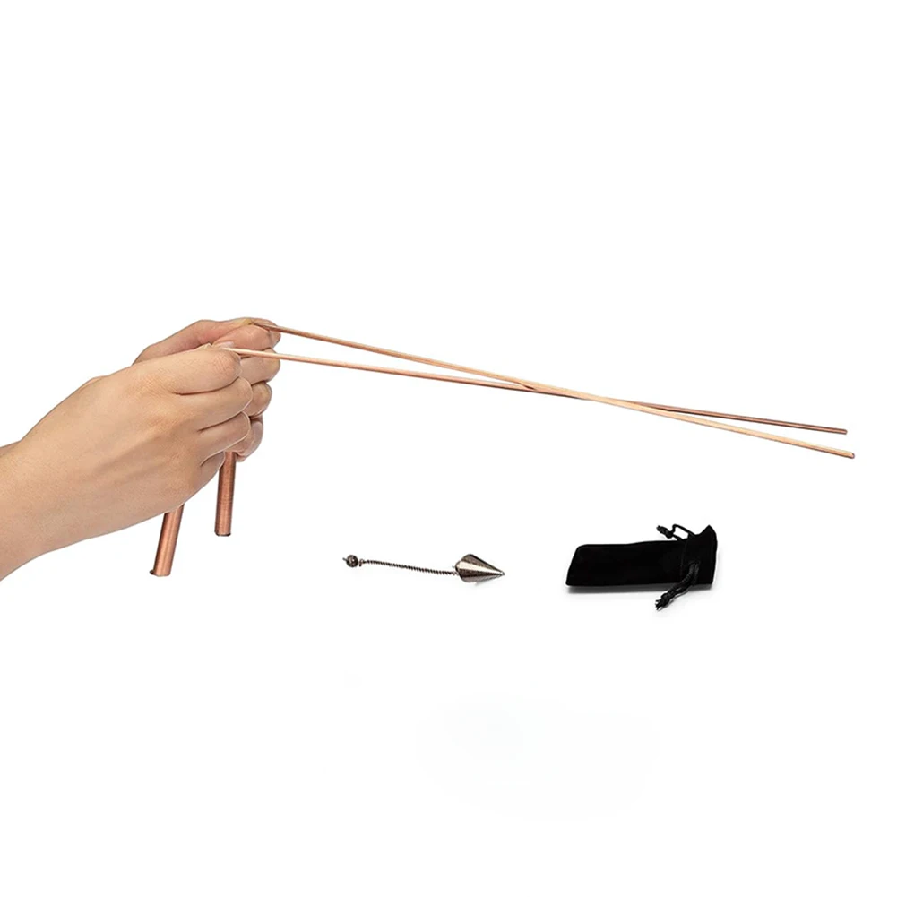 99.9% Copper Dowsing Rod Telescopic Probe Psychic Divination Copper Pendulum Kit For Water Gold Finding Treasure Divination Tool