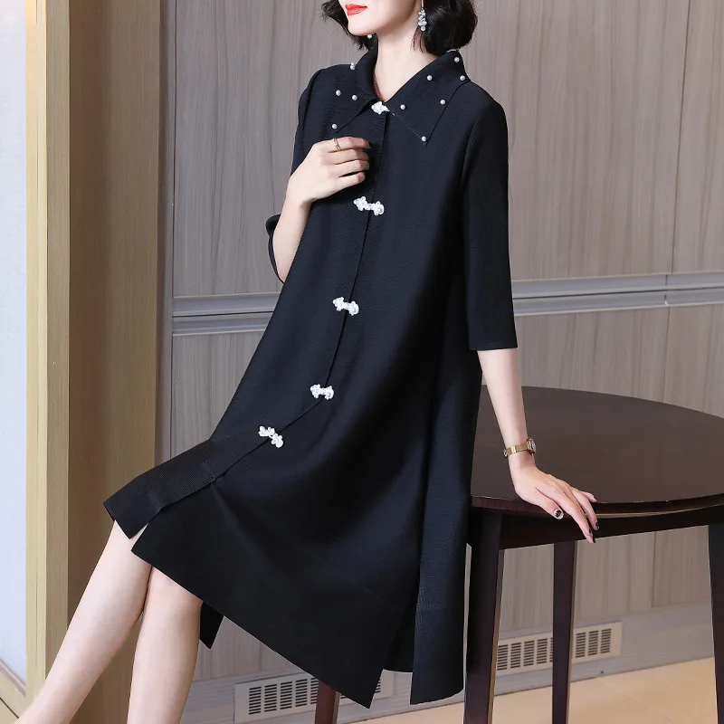 

Mother Autumn Temperament Wrinkled Dress 2022 New Type Wedding Dress Red Large Shirt Dress