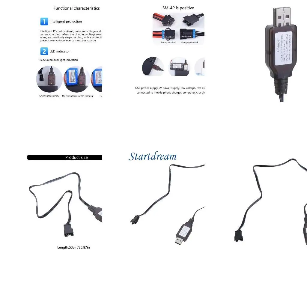 

USB Power Cable SM4P Зарядное устройство для литиевых аккумуляторов 7,4 В