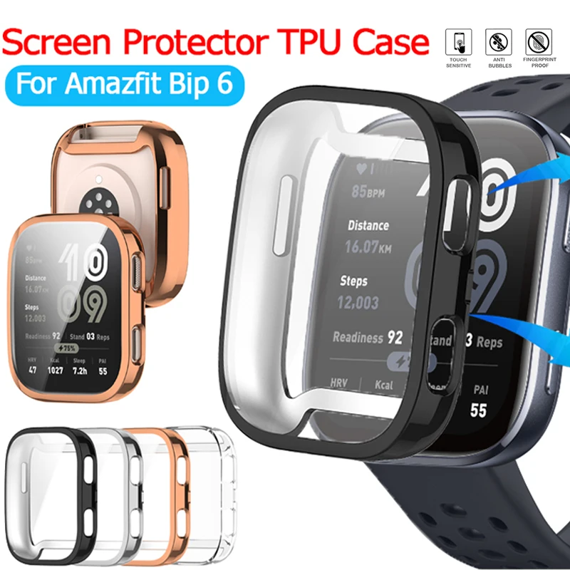 Capa de relógio tpu para amazfit bip 6, capa de cobertura completa, protetor de tela anti-arranhões para huami amazfit bip6, acessório para smartwatch