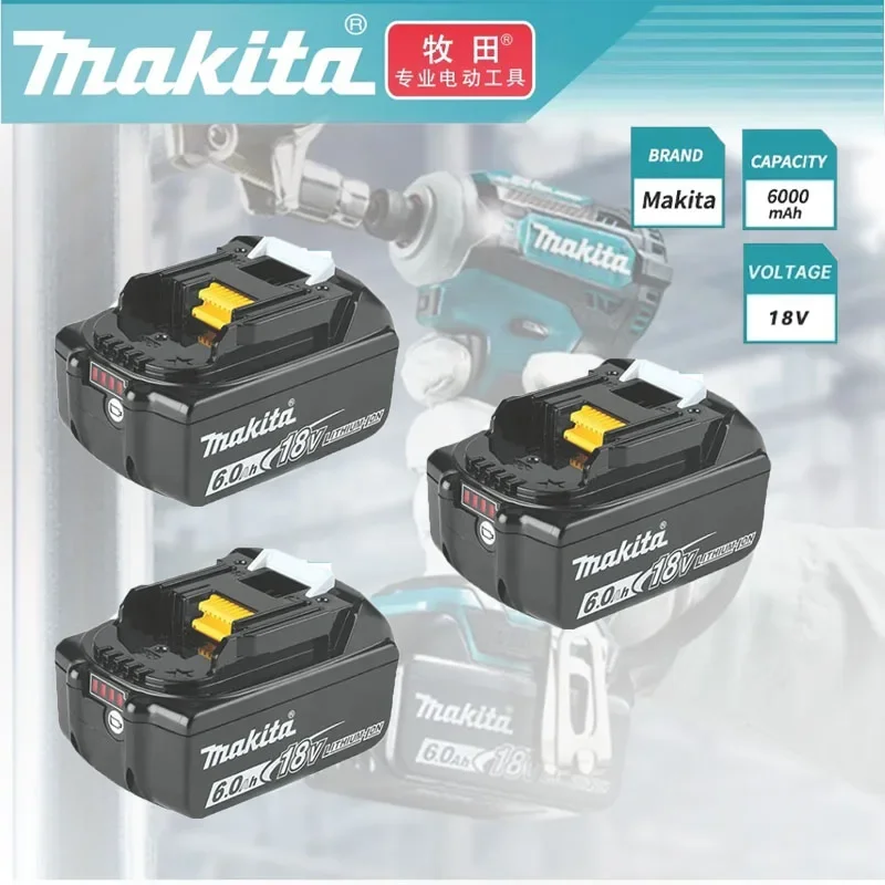 

Makita 6000mAh Lithium ion Rechargeable Battery 18v drill Replacement Batteries BL1860 BL1830 BL1850 For Makita Original 18V