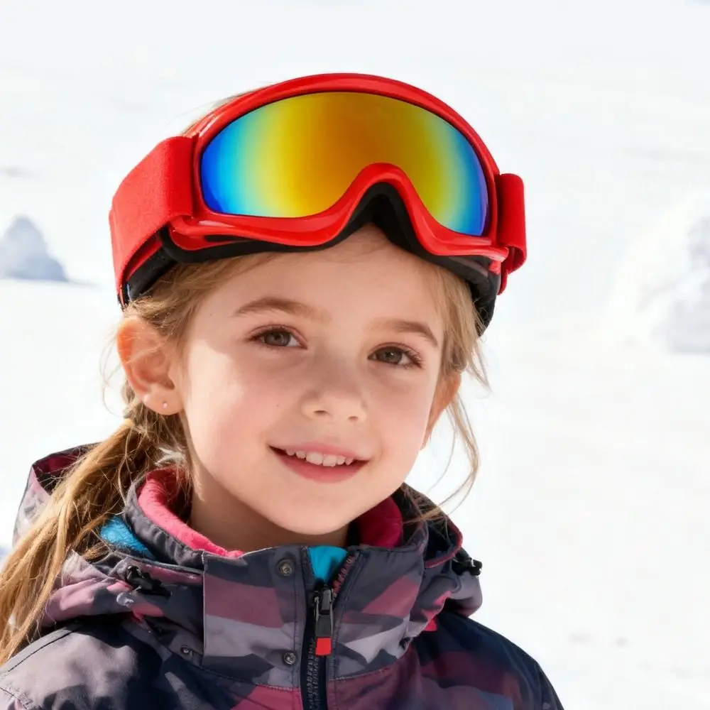 

New Cute Ski Goggles Windproof Anti-fog UV400 Skiing Glasses Coldproof High Definition Children Snow Eyewear For Age 4-14