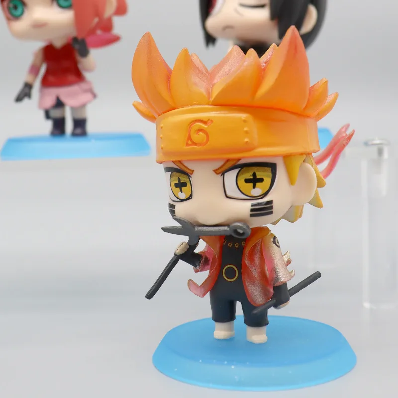 6 Stück Naruto Itachi Naruto Sakura Kakashi Sasuke Anime Kuchen Q Desktop Ornament Dekoration Actionfigur süße Sammlung Kindergeschenke