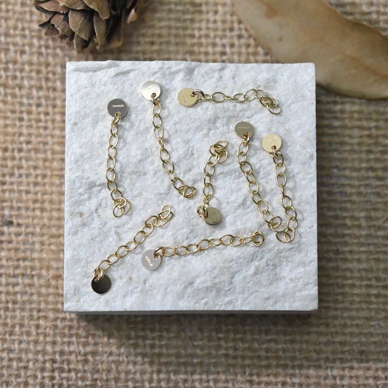 14K Gold Filled Verlängerungskette, Kabel-Verlängerungskette für Armbänder mit rundem Scheibenanhänger, Schmuckherstellungszubehör, Halskettenkette – Detail 10