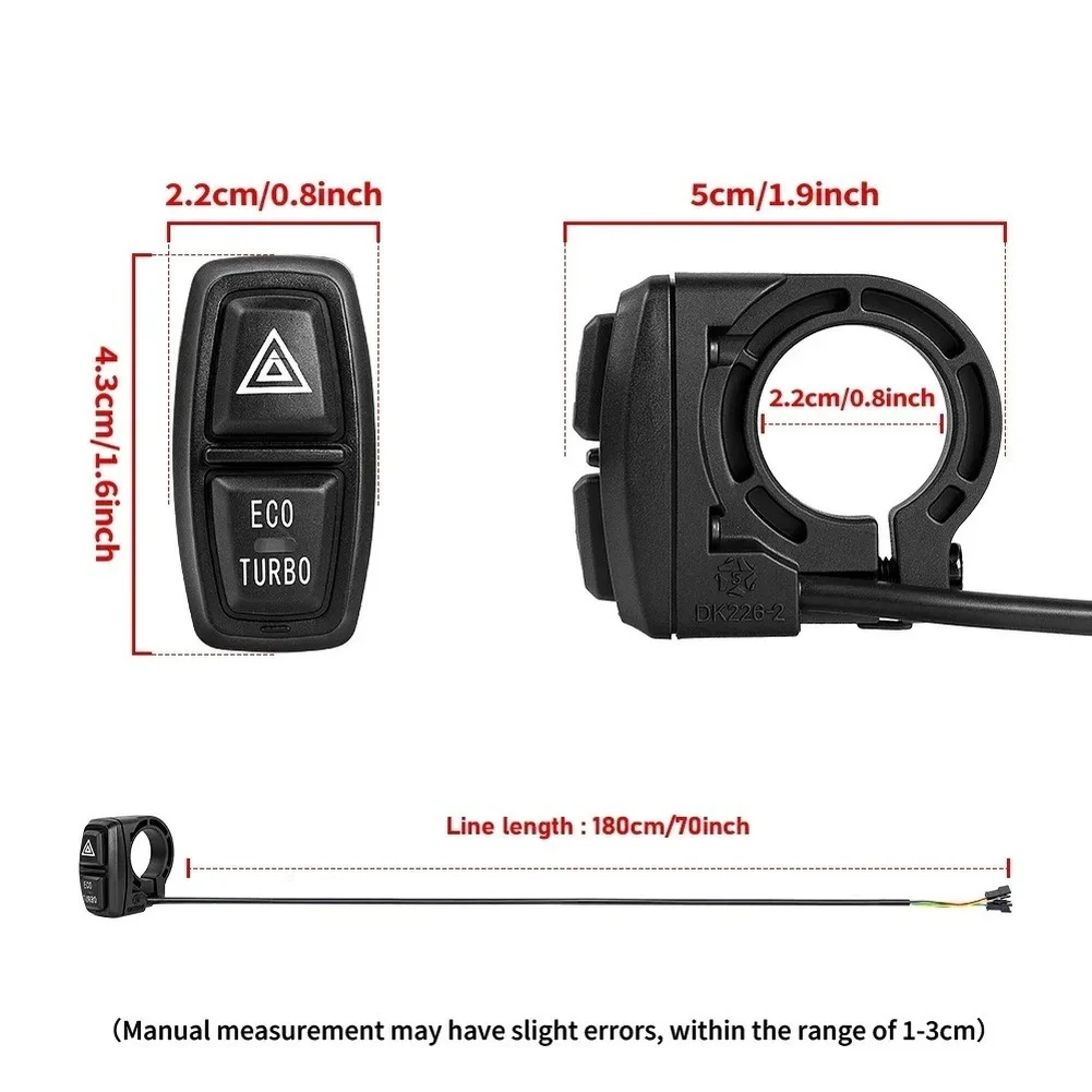 Black ABS Electric Scooter Switch Dual Function ECO Turbo Mode With Admonition Light For Dualtron Handlebar Button Part