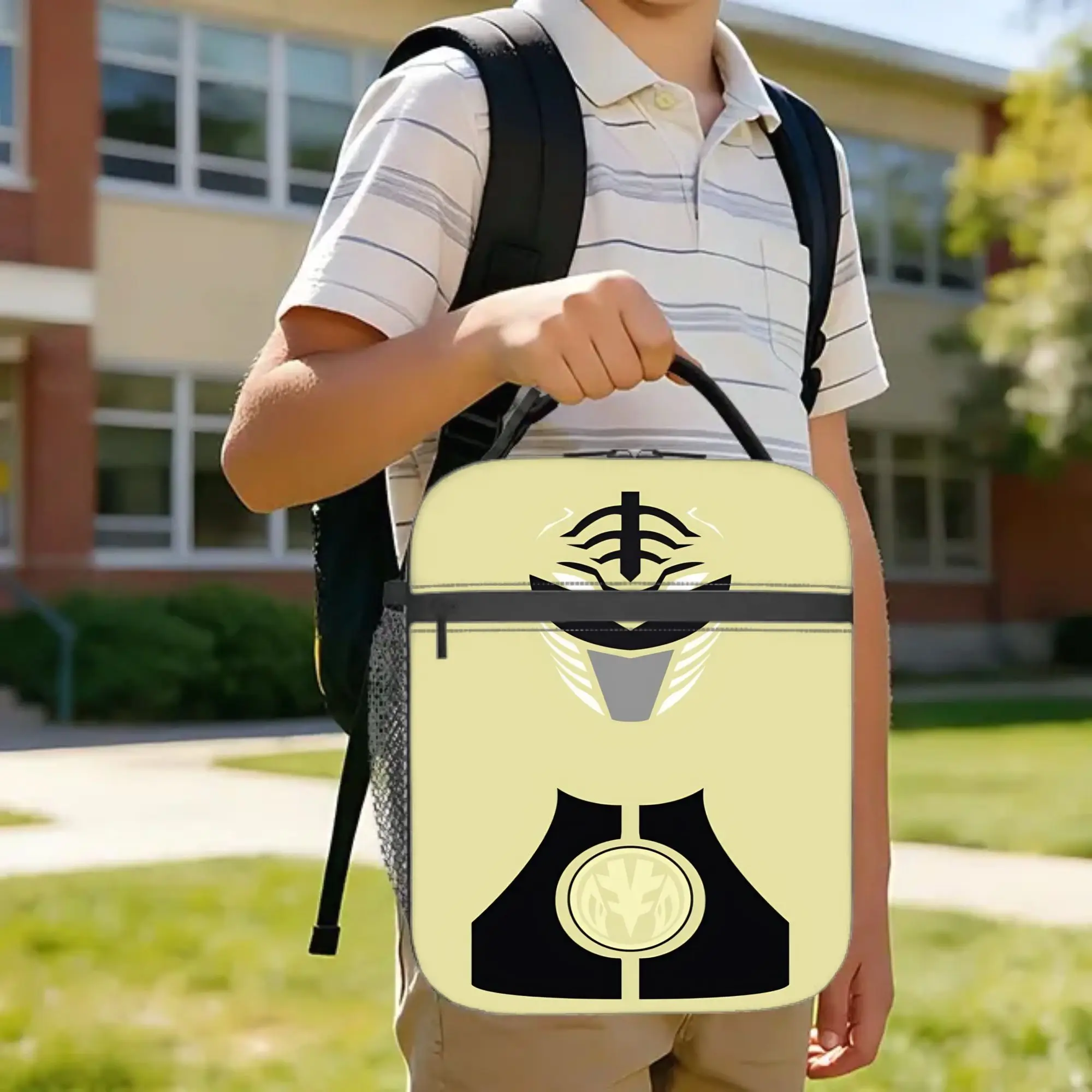 White Ranger Minimalist Insulated Lunch Bags Large Power R-Ranger Meal Container Cooler Bag Lunch Box Tote Beach Girl Boy