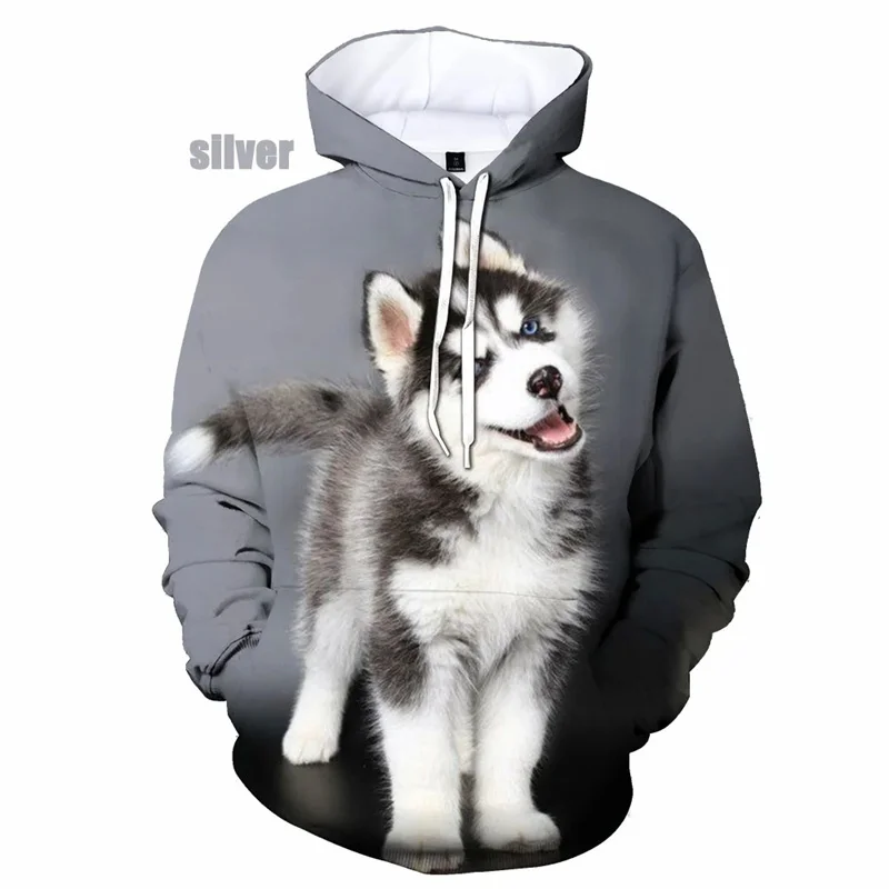 

Cute Husky Pattern Hoodies Fashion Casual Long Sleeve Funny Dogs Animals 3D Printed Pullovers Mens Kids Harajuku Casual Hoody