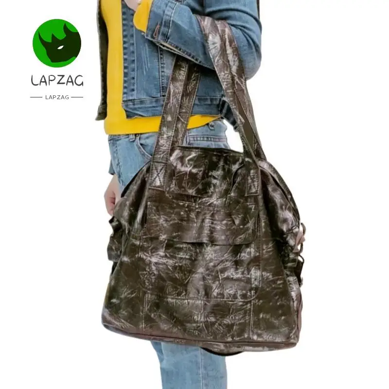 Lapzag Plus big 100% Sheepskin women's Shoulder Bag huge handbag Large ultra soft goat skin Leather Crossbody Bags for ladies