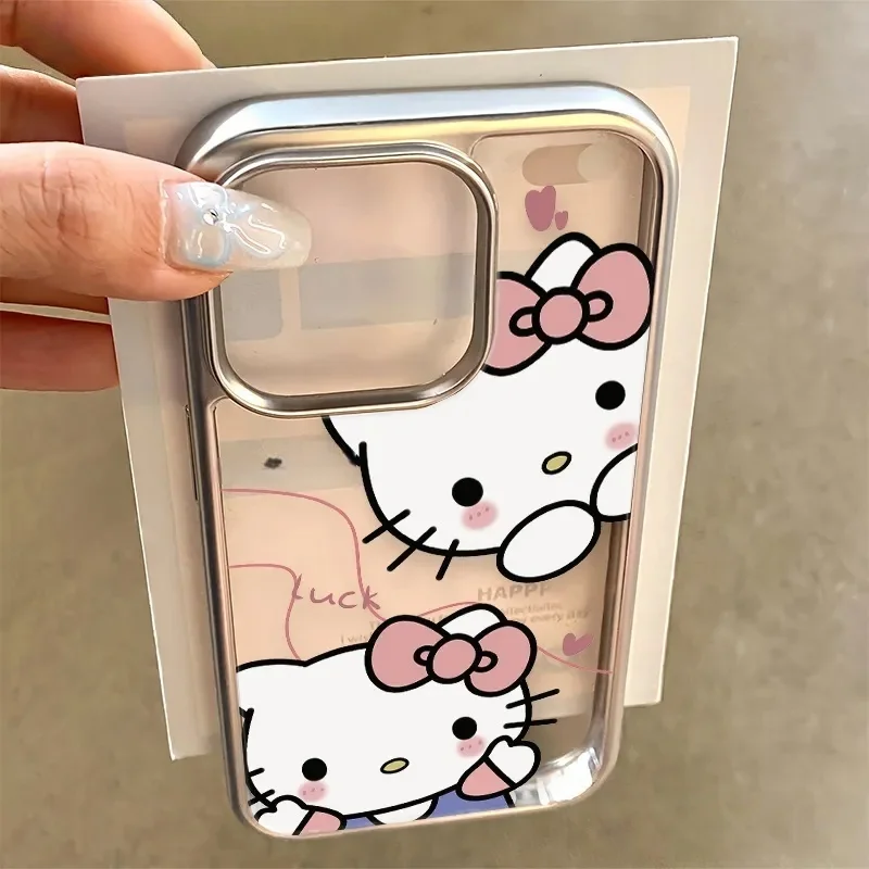 

Чехол для телефона Kawaii Hello Kitty, аниме-мультфильм, подходит для Apple 11/12/13/14/15/16/17/pro/promax/plus, ударопрочный, новый