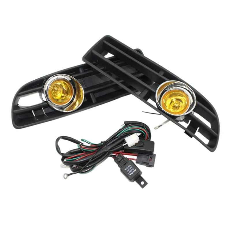 1 Set Fog Light Front Bumper Grill Fog Light Day Running Light Yellow For Jetta Bora MK4 1998-2004