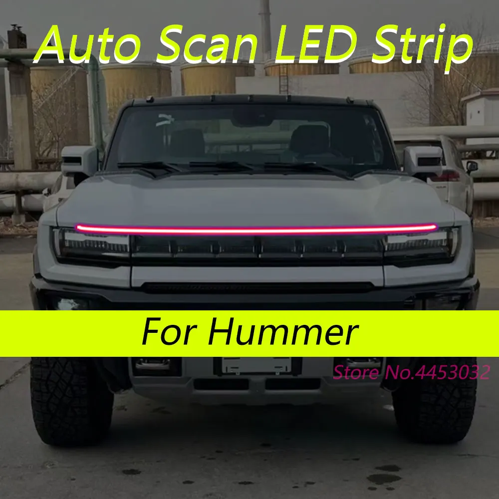 DRL السيارات المسح بدء شرائط ليد لجي إم سي هامر 2022-2025 غطاء السيارة ضوء المصابيح الأمامية المرنة ترحيب ضوء 59 بوصة