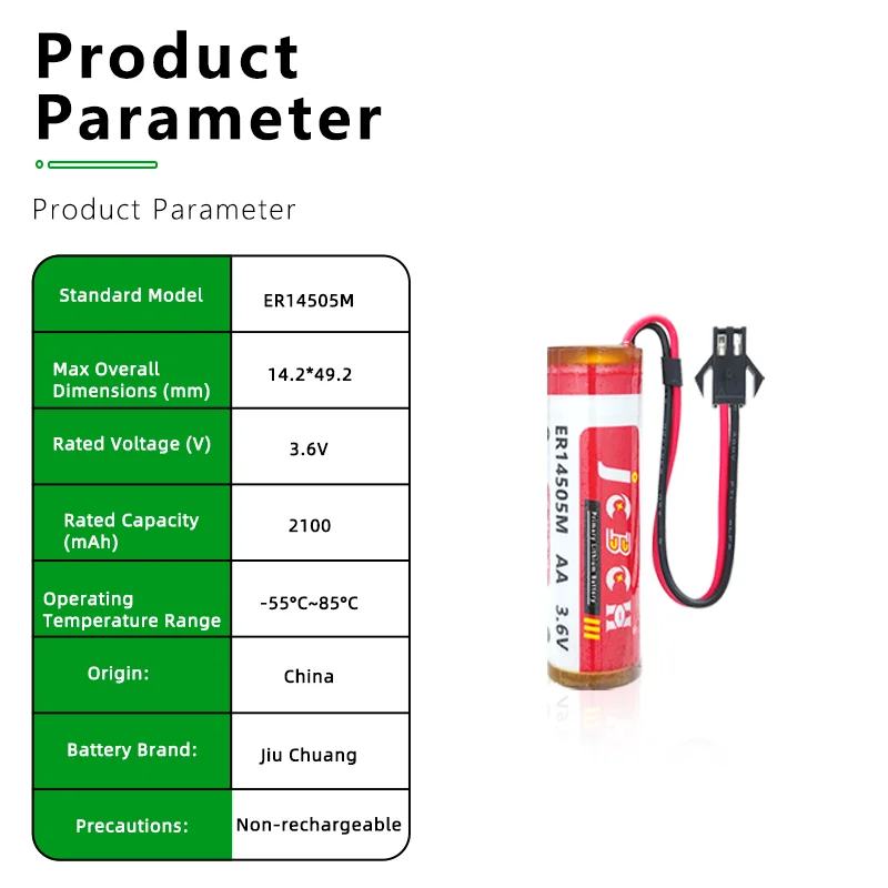 JCBCH ER14505M Disposable lithium battery 3.6V waterproof installation intelligent water meter patrol rod positioning card