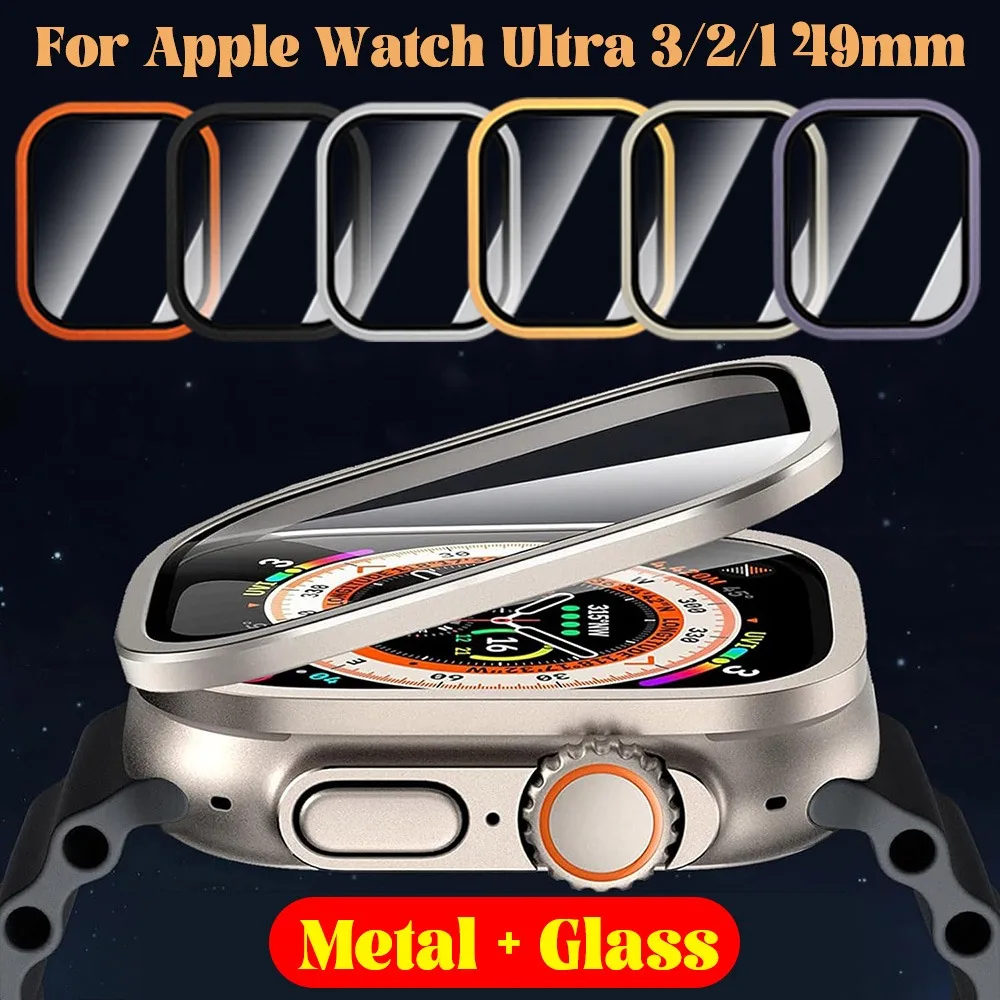 

Закаленное стекло для Apple Watch Ultra 3 2 1 49 мм, титановая металлическая рамка, пленка против царапин для iWatch Series Ultra, защитная пленка для экрана