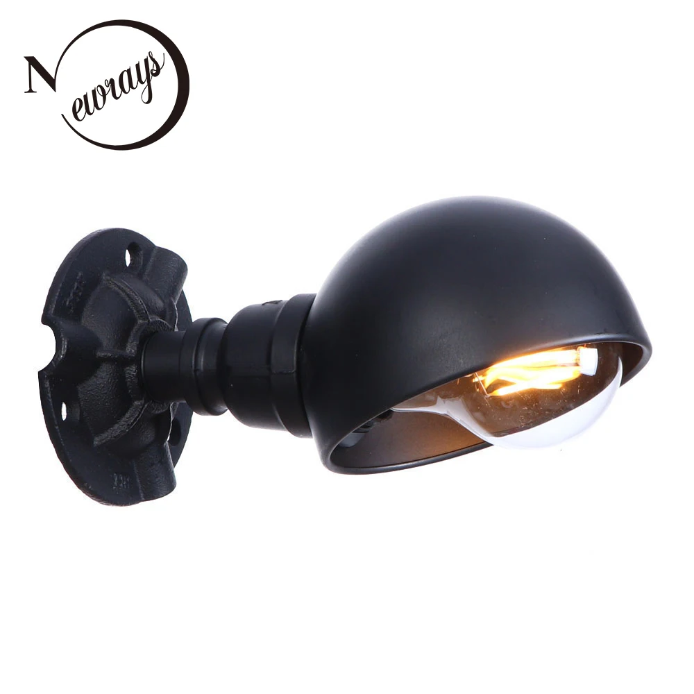 

Vintage novelty industrial iron matte black painted wall lamp Water pipe sconce lights for bedroom parlor study bar
