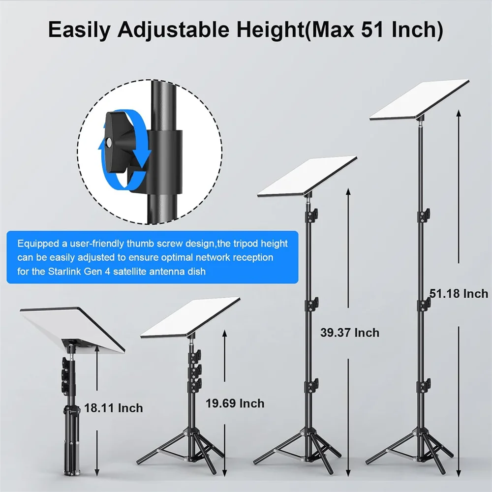 Starlinkミニ三脚マウント、ミニディッシュ、高さ調節可能、より良いシングルのための傾斜、インターネットキット、衛星ポールマウント、v4