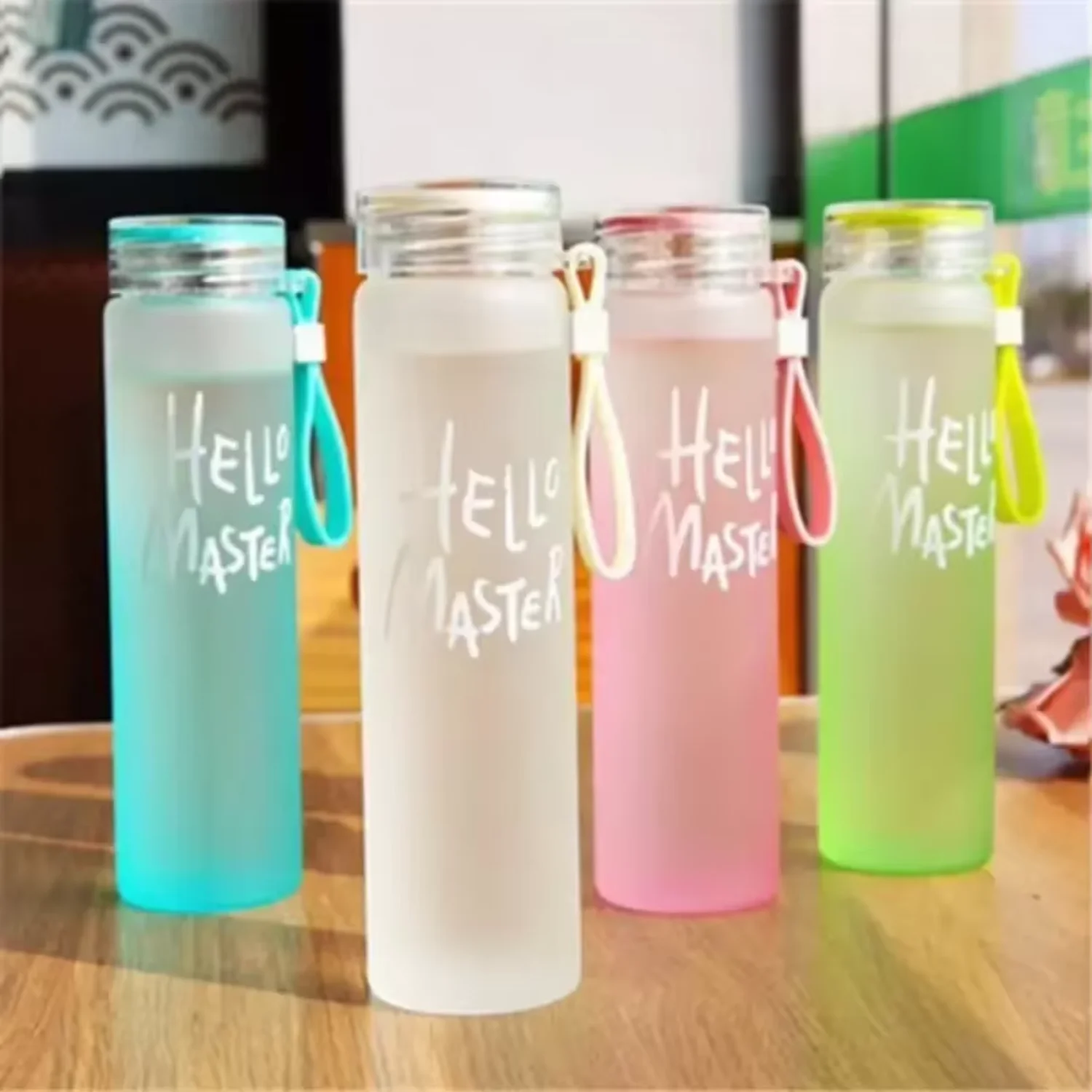 Bpa free -  high borosilicate glass  with handle 480ml   color botella de agua viderio Disposable cups Wiskey Flask Coffee mug