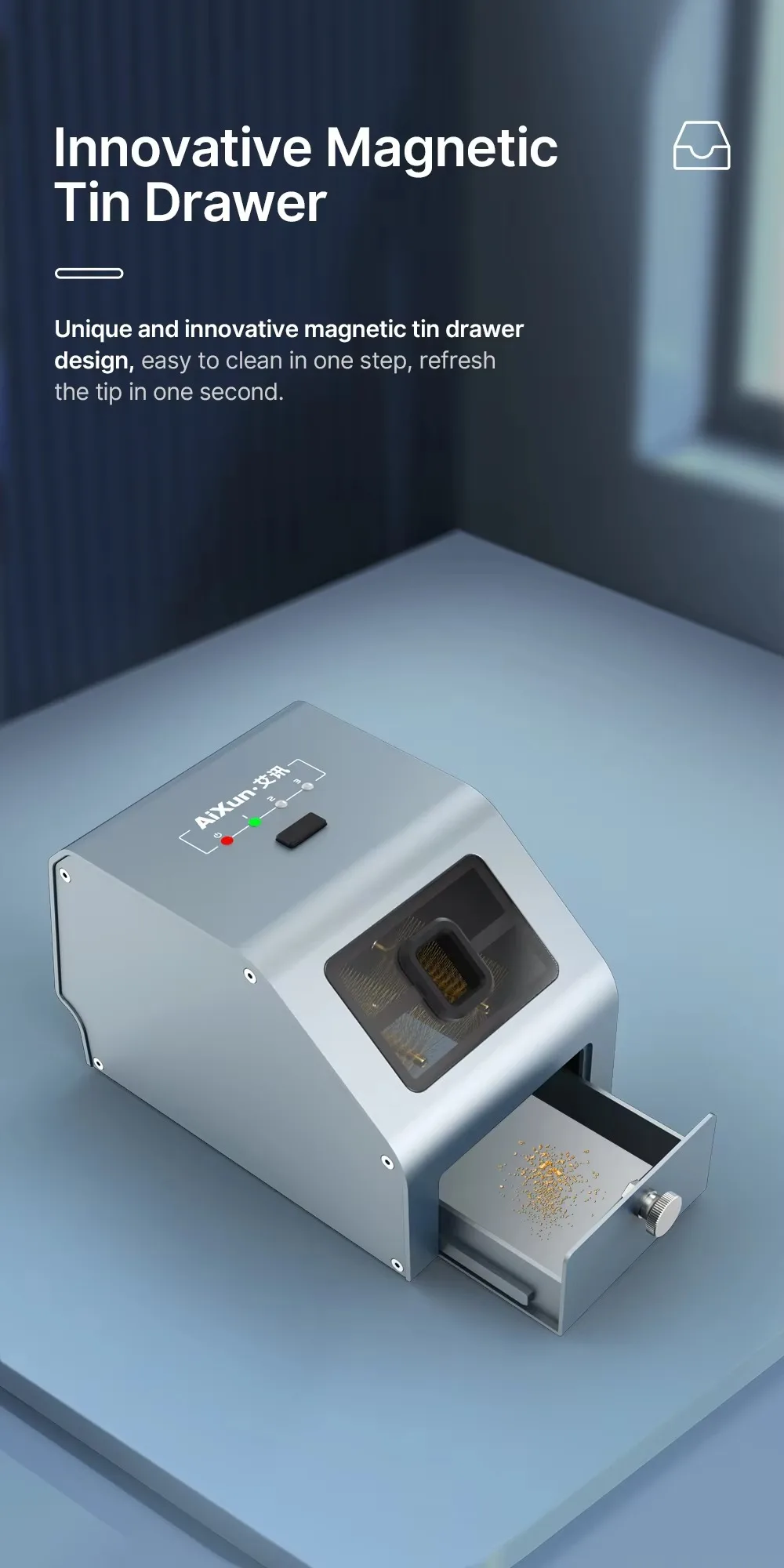 JC Aixun CM30 Lötspitzen-Reinigungsmaschine für C210 C115 C245 T12 Lötspitzen, automatische Entzinnungs- und Reinigungsmaschine – Detail 7