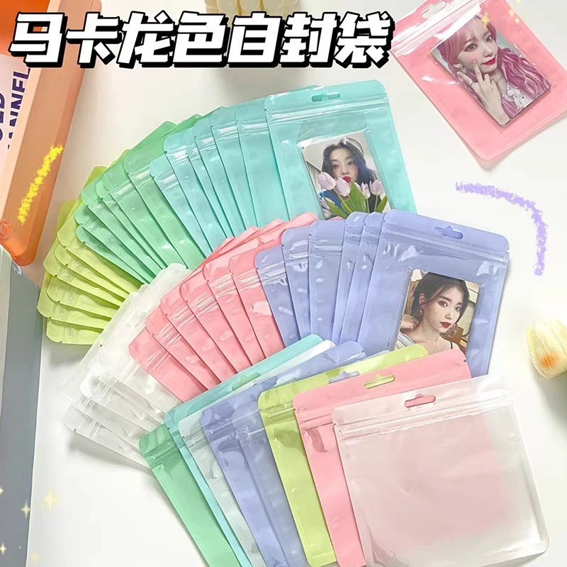 10pcs/pack Plastic Storage Bag Candy Color Kpop Toploader Card Idol Photocard Holder Protective Case Photo Sleeve Stationery