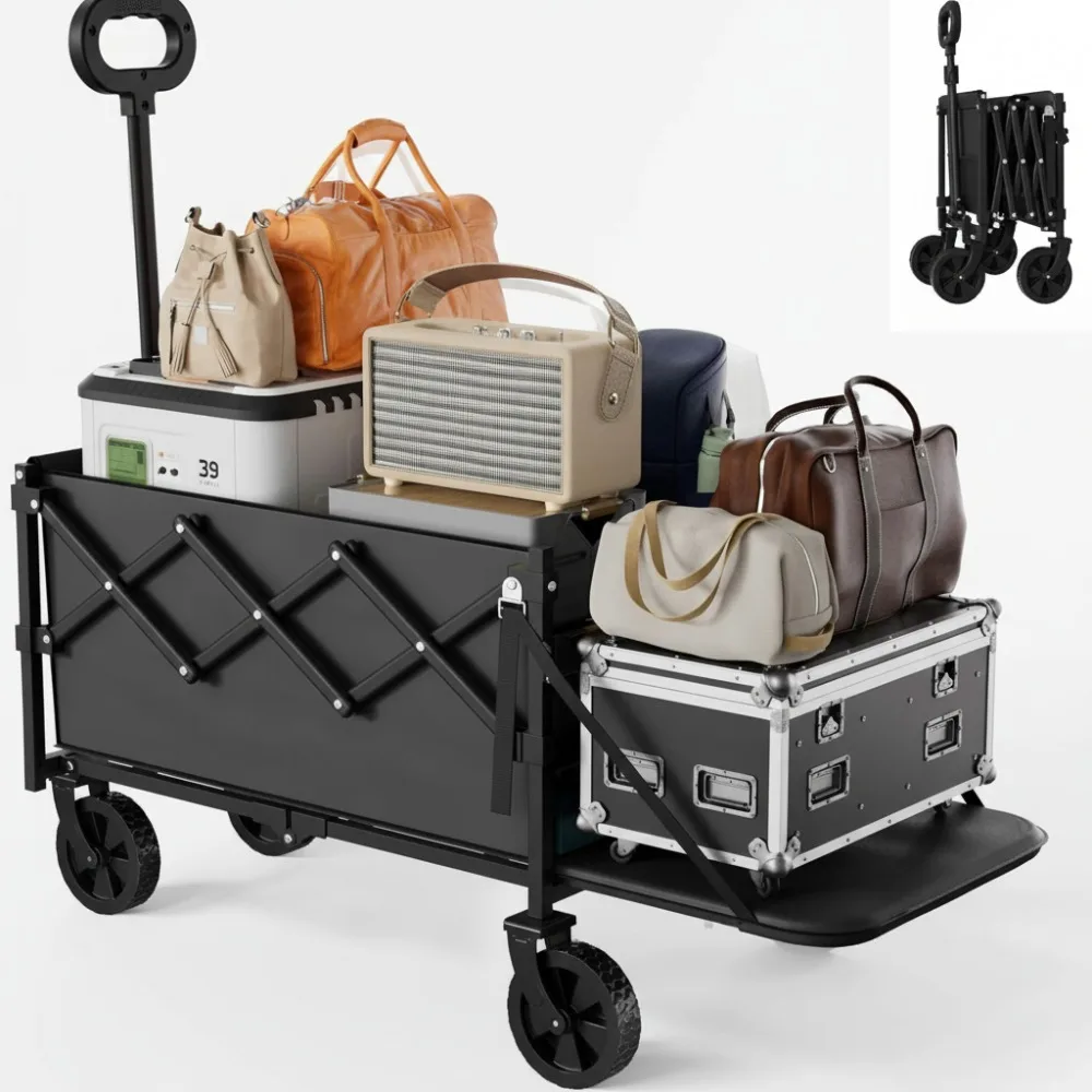 

Heavy Duty Collapsible Wagon Cart 350LBS Capacity Foldable Portable Utility Cart for Camping Beach Garden Shopping