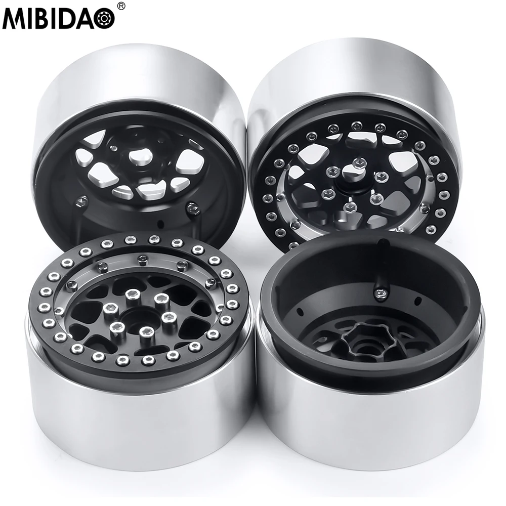 

MIBIDAO 4Pcs 35mm Metal Beadlock 2.2" Wheel Hub Rims For 1/10 Axial SCX10 90046 Wraith RR10 90048 TRX4 TRX6 D90 RC Crawler Car