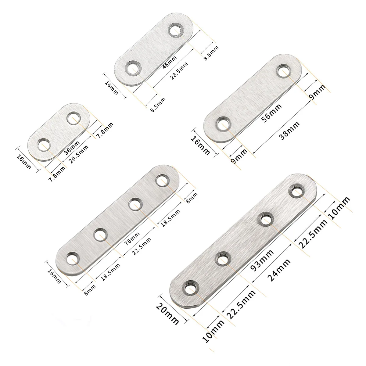 Straight Piece Corner Code 201 Stainless Steel Flat Angle Metal Bracket Connector for Furniture DIY Laminate Support