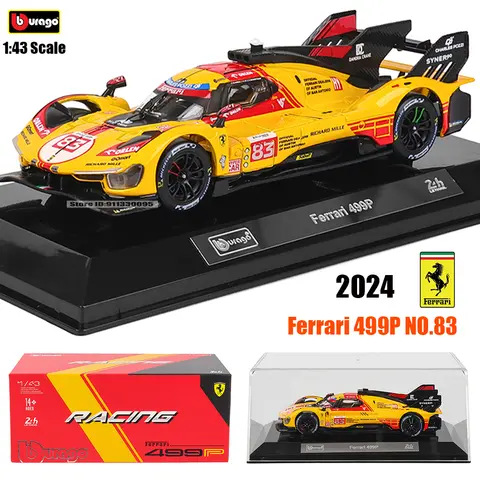 Bburago 1:43 24 HEURES DU MANS 2024 Ferrari 499P No.83 racing model simulation car model alloy car toy male collection gift