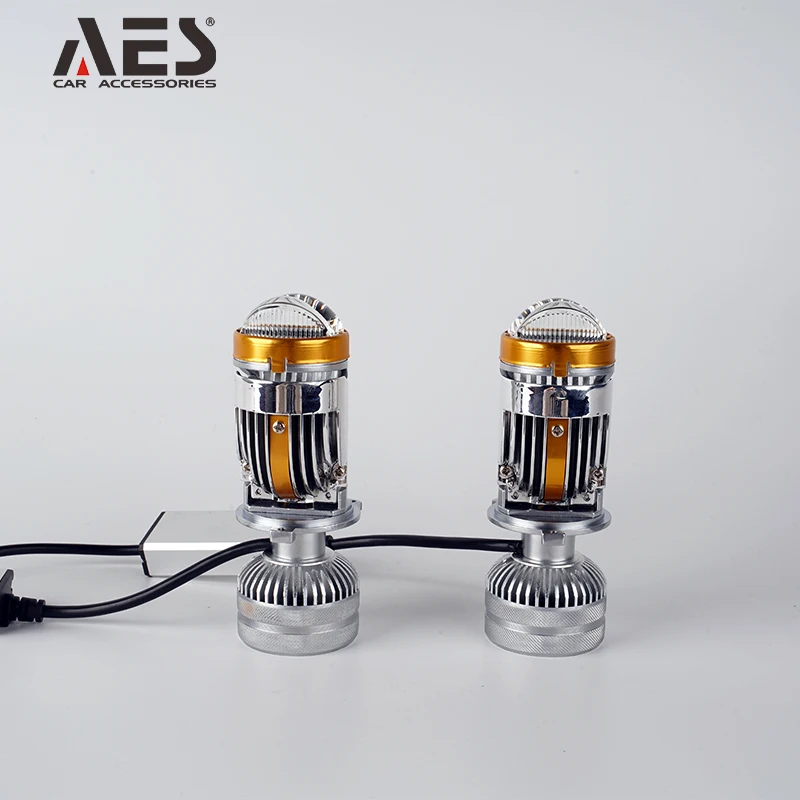 2023 AES Mini Headlamp Bi-led H4 Projector Lens Small Size LED Motorcycle Headlight With Low & High  Beam Pluy & Plug Install