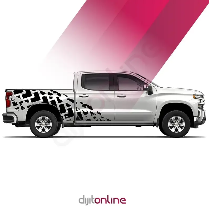 2PCS2 X Side Tire Trucks Graphics Vinyl Decals Compatible With Chevrolet Silverado 1500