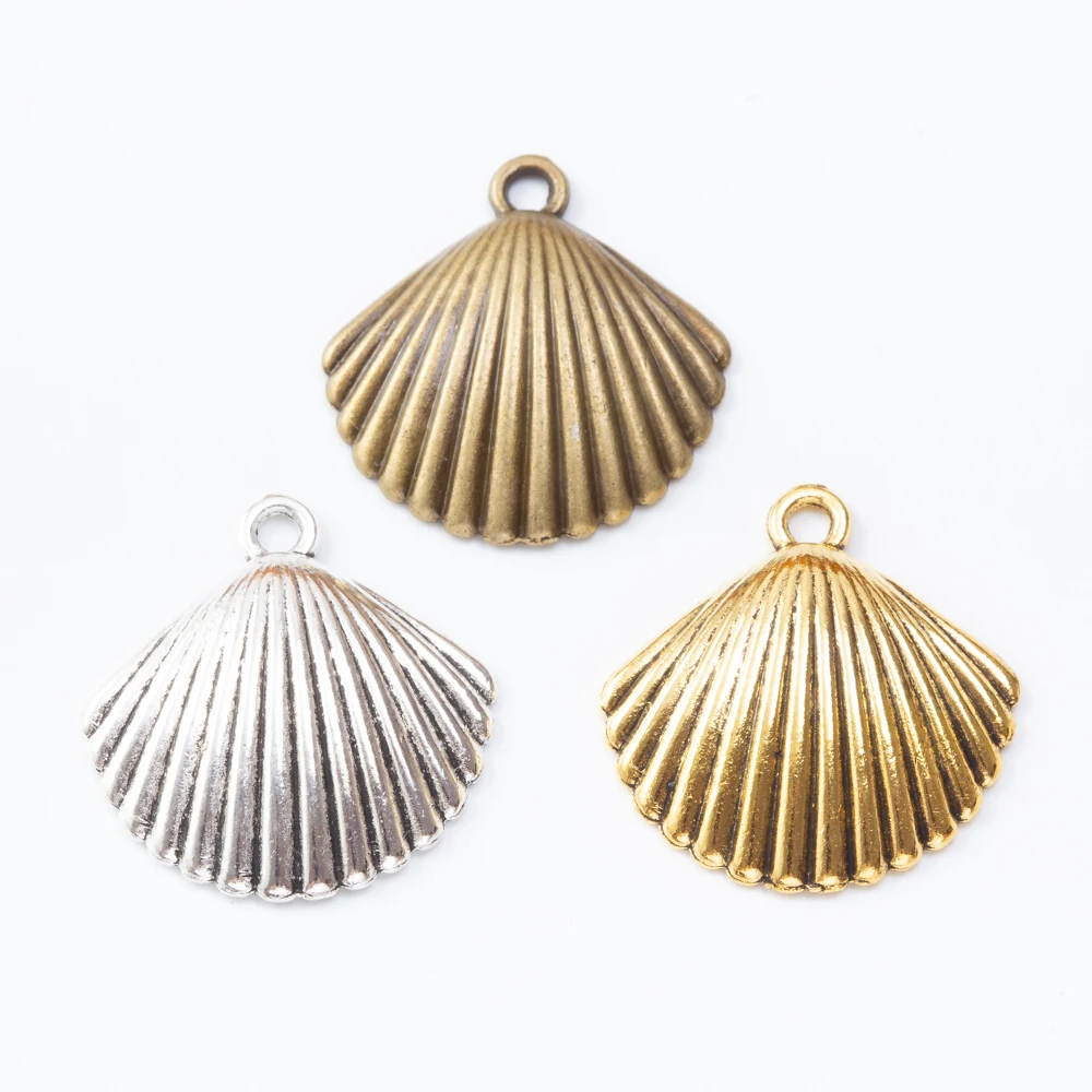 22pieces（shell ）vintage zinc alloy charm metal pendant DIY jewelry discovery making accessories 724