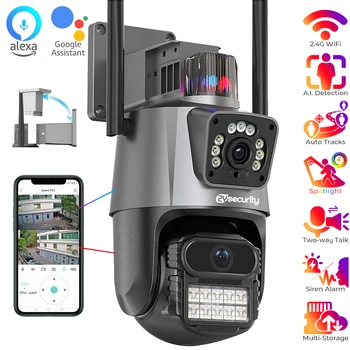 ICSee dual lens PTZ camera outdoor humanoid detection auto tracking wireless IP camera audio color night vision security cameras