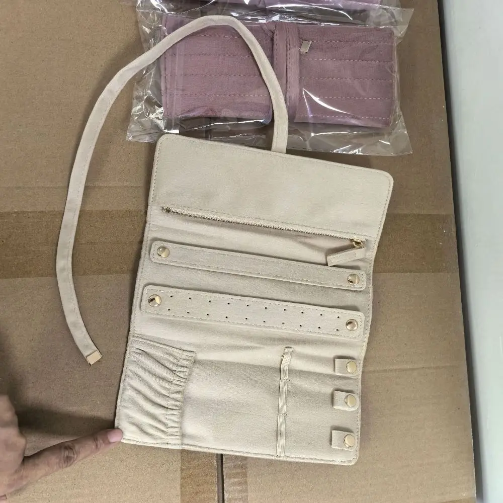 

Lace Up Velvet Jewelry Packing Bag Earrings Large Capacity Jewelry Storage Bag Roll Pack Bracelet Necklace Velvet Jewelry Holder