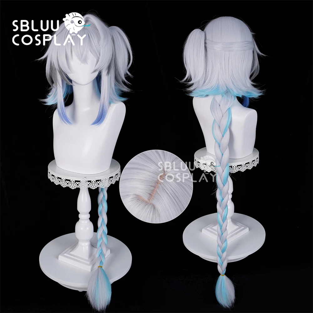 

SBluuCosplay Game Wuthering Waves Buling Cosplay Wig White Blue Gradient Long Braid Cosplay Hairpiece