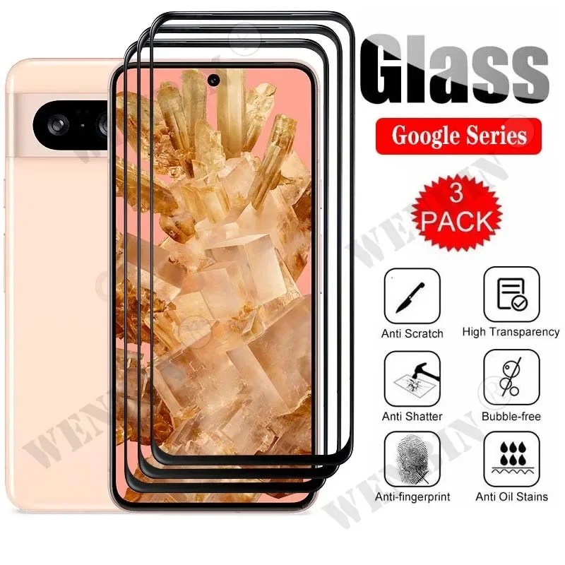 

3 Pcs Tempered Glass For Google Pixel 9 8 Pro XL 8A 7 Pro 7A 7 6 Pro 6A 6 5 5A 4A Curved Full Cover Screen Protector