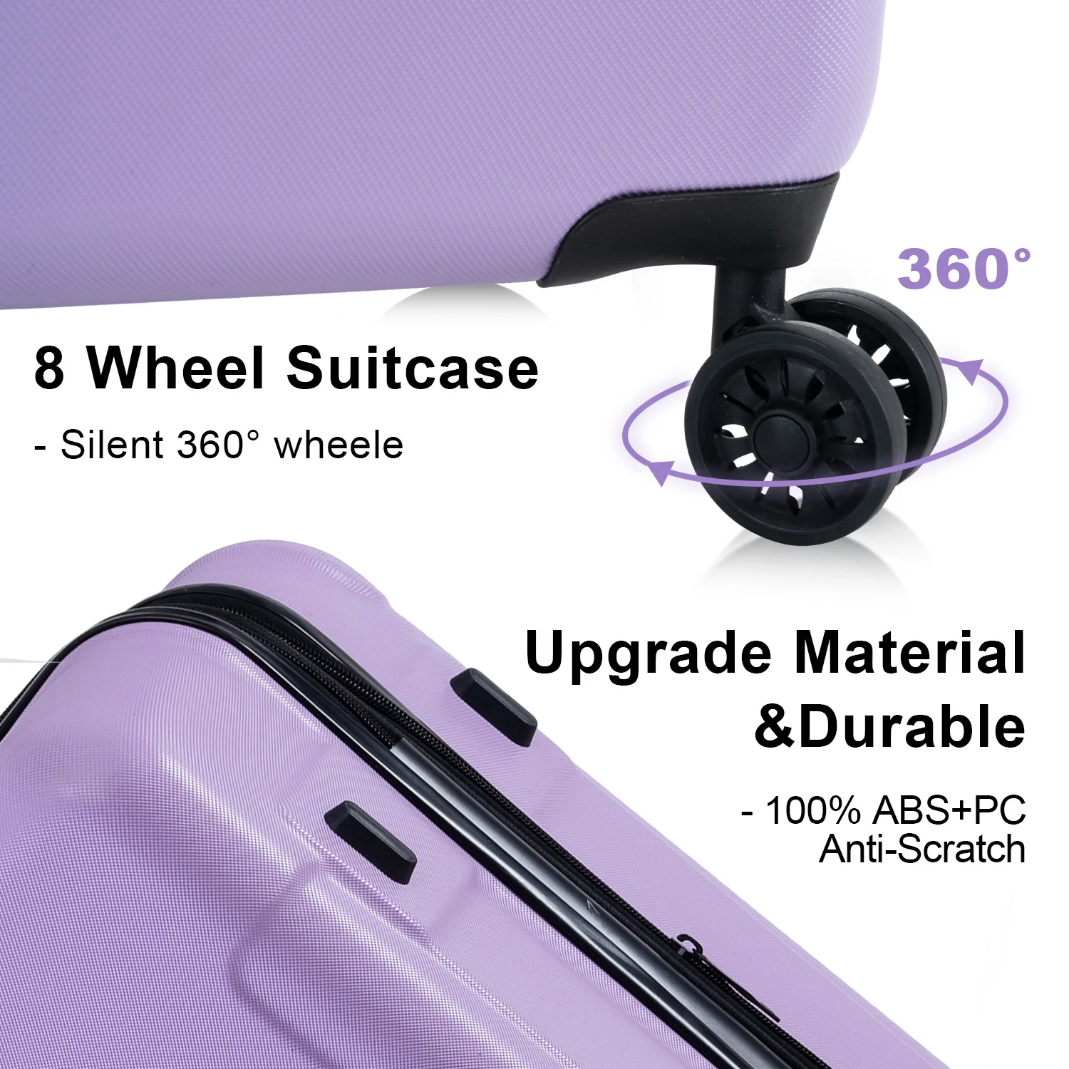 ZHUISHU Luggage Sets New Model Expandable ABS+PC 3 Piece Sets with Spinner Wheels Lightweight TSA Lock 20"24"28"