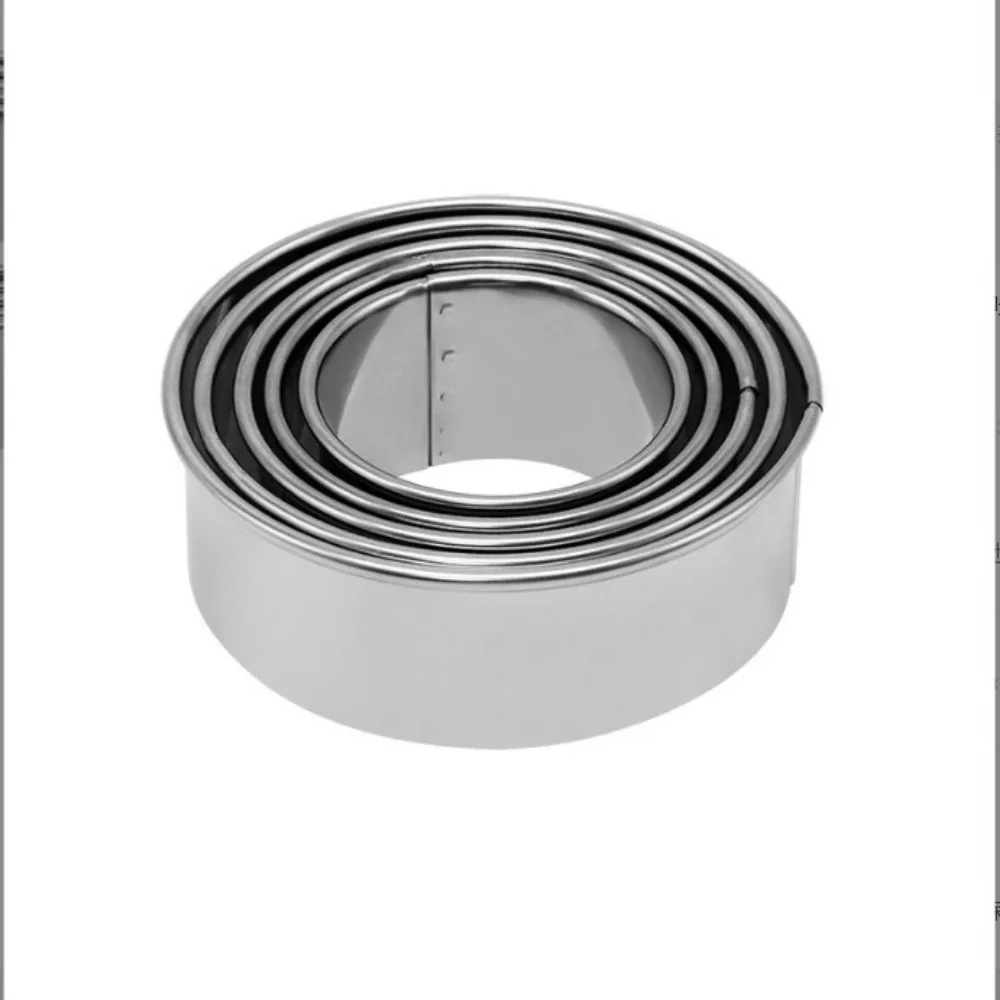 

5Pcs Stainless Steel Biscuit Mold Set Graduated Sizes Round Baking Mould Non-Rust Dishwasher Safe Dumpling Skin Cutters Cooking