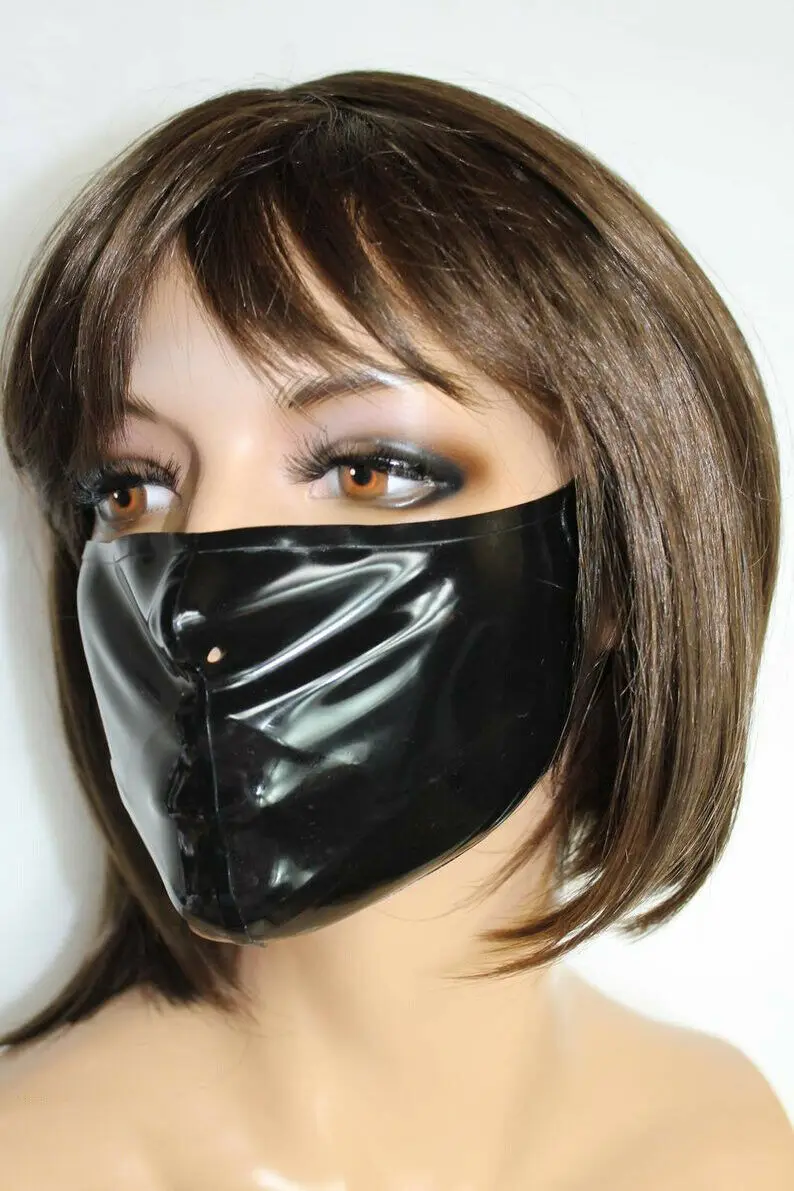 Latex Hoods Masks Gummi Black Cool Nose Holes Party Catsuit Wear Customized .4mm