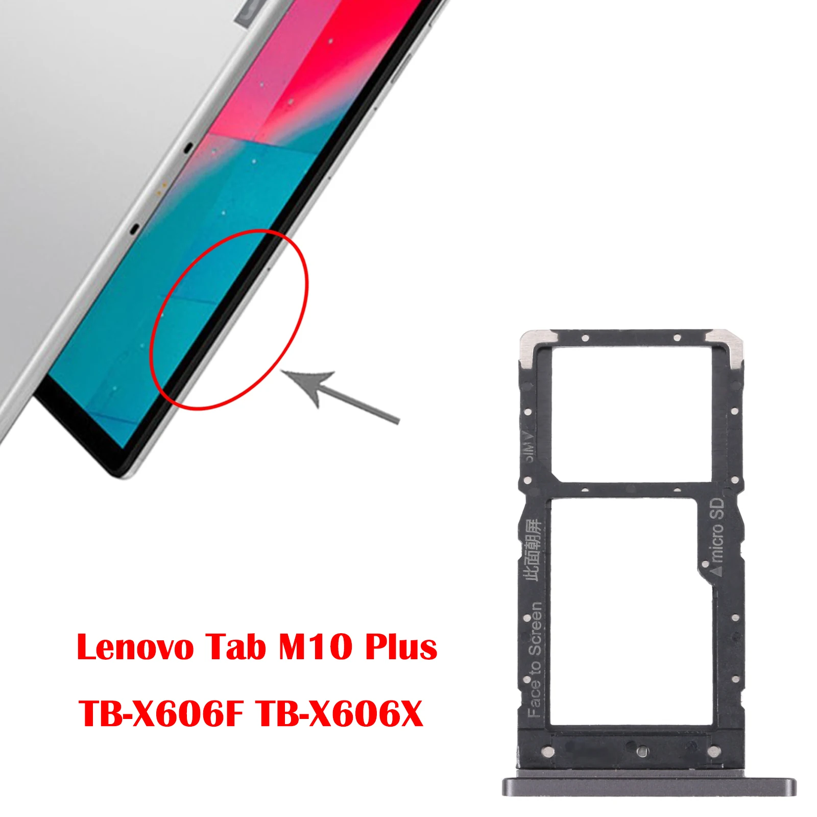 WAMY New SIM Card Tray + Micro SD Card Tray Socket Holder For Lenovo Tab M10 Plus TB-X606F TB-X606X