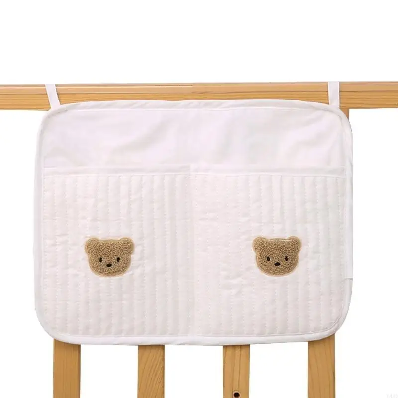 

Y88D Bedside Storage Bag for Toy Diaper Baby Cribs Pram Strollers Storage Bag Multifunctional Hanging Pocket
