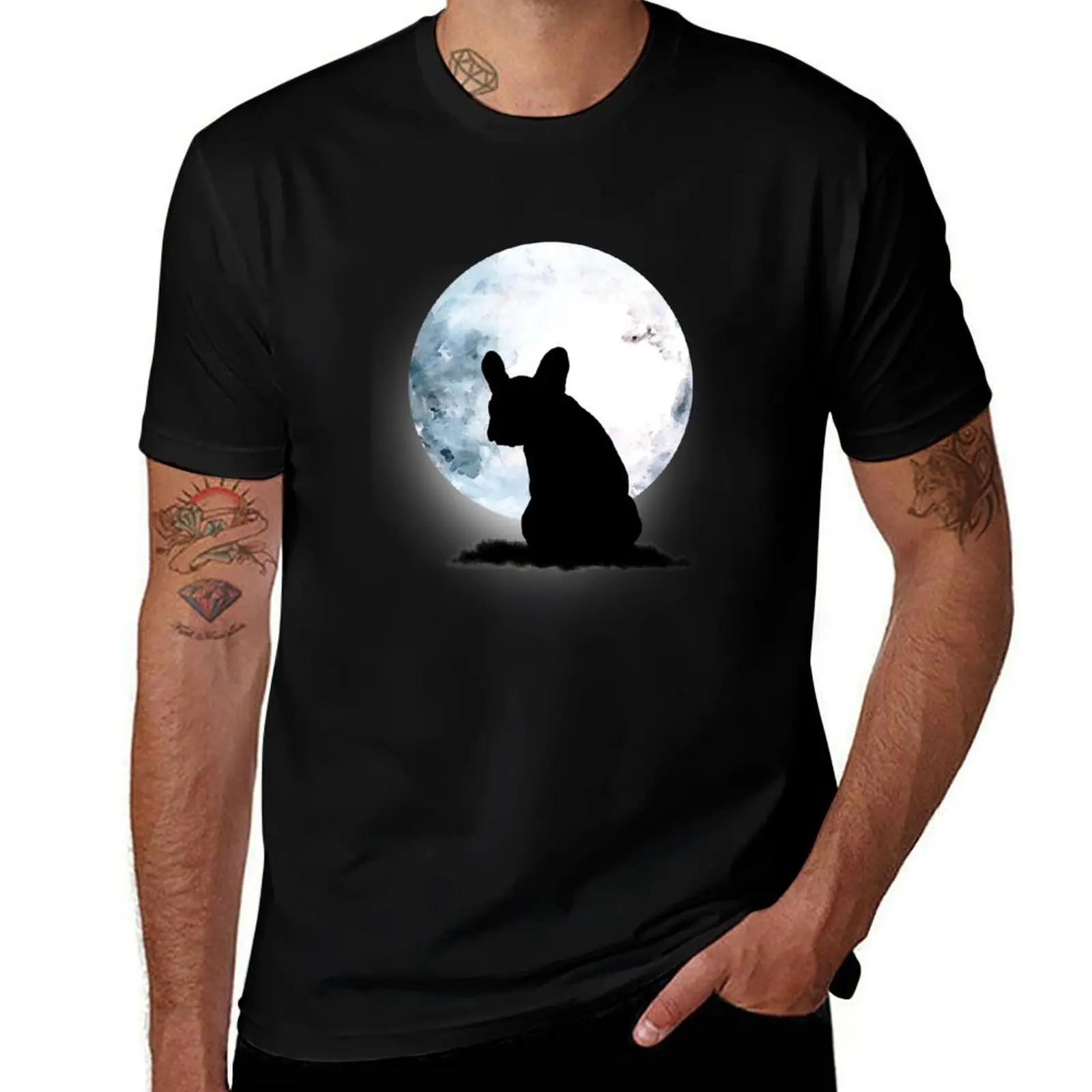 

french bulldog on the moonlight T-Shirt T-shirts oversize oversized graphic tee T-shirt men