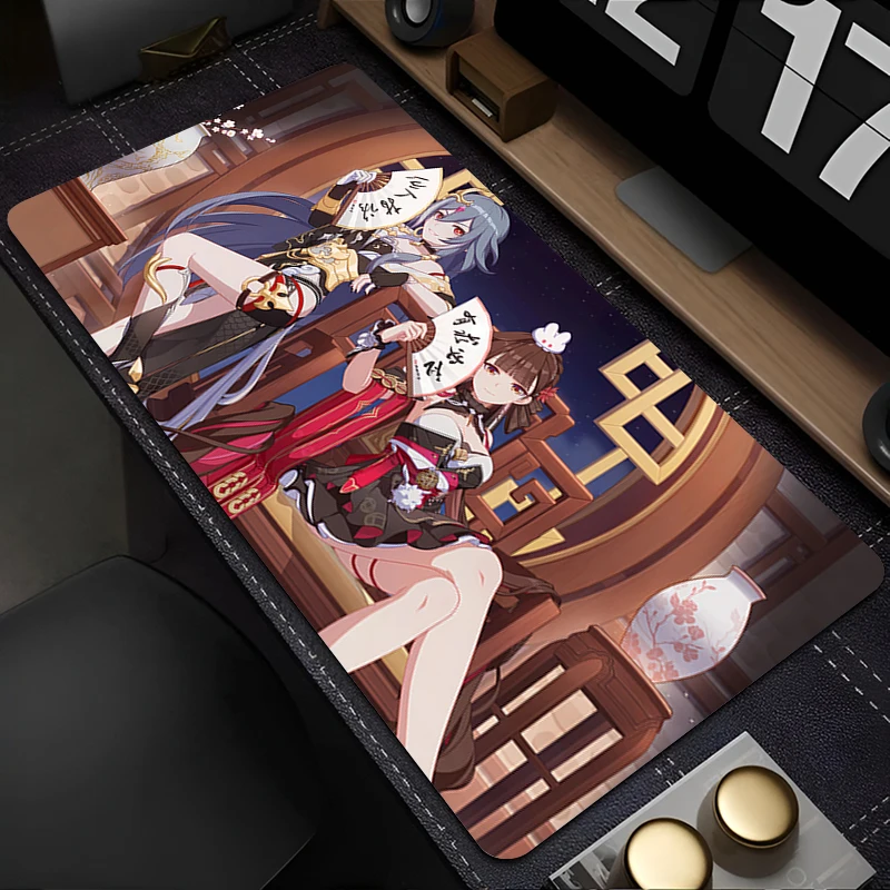 Tapis de souris pour ordinateur portable, Anime, h-honkai Impact 3, accessoires de bureau, pour clavier, tasse en caoutchouc, doux, grand tapis de bureau