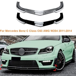 For Mercedes Benz C Class C63 AMG W204 2011-2014 Glossy Front Bumper Spoiler Lip Lower Splitter Spoiler Diffuser Deflector