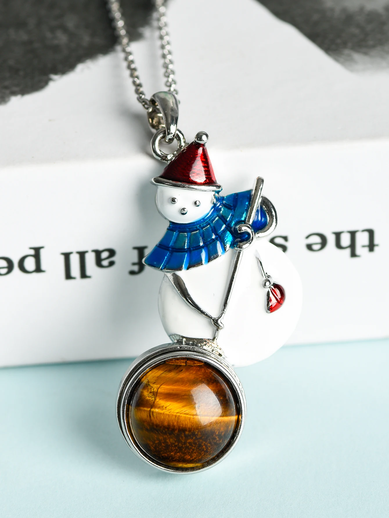 

Chakra DIY Button Crystal Pendant Necklace Series Snowman Pendant