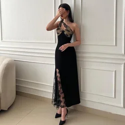 Black Mermaid Formal Occasion Dresses 2024 One-Shoulder Long Customized Party Dress Side Split Sexy Evening Gowns فساتين حفلات