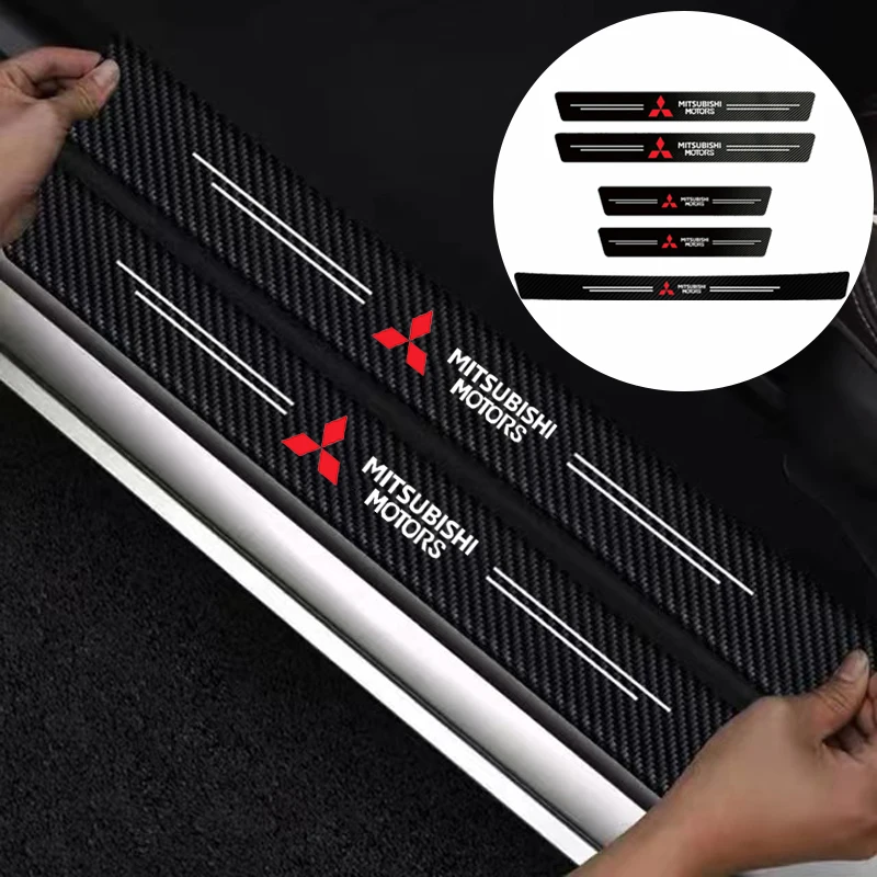Car Carbon Fiber Door Sill Sticker Auto Protector Strip Waterproof For Mitsubishi Accessories Lancer Outlander ASX Colt I200 Ex