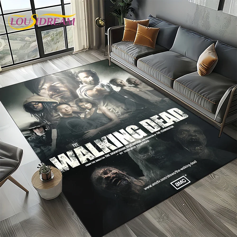 TWD Walking Dead Rick Daryl Horror TV Carpet Rug for Living Room Bedroom Home Sofa Decoration,Kids Area Rug Non-slip Floor Mat